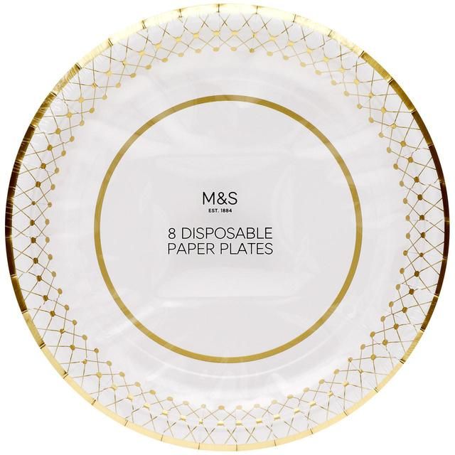 M&S Disposable Paper Plates Tableware & Kitchen Accessories M&S   