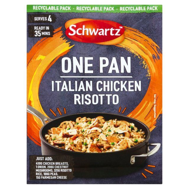 Schwartz Italian Chicken & Mushroom Risotto One Pan Food Cupboard M&S   