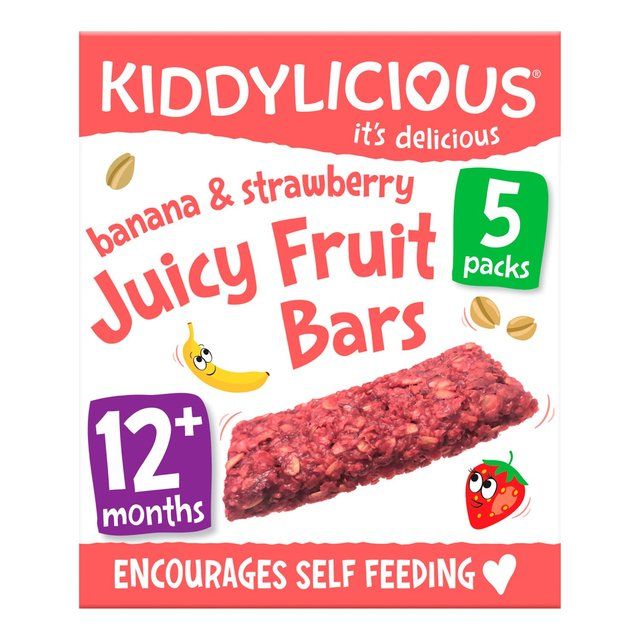 Kiddylicious Banana & Strawberry Juicy Fruit Bars, 12 mths+ Multipack