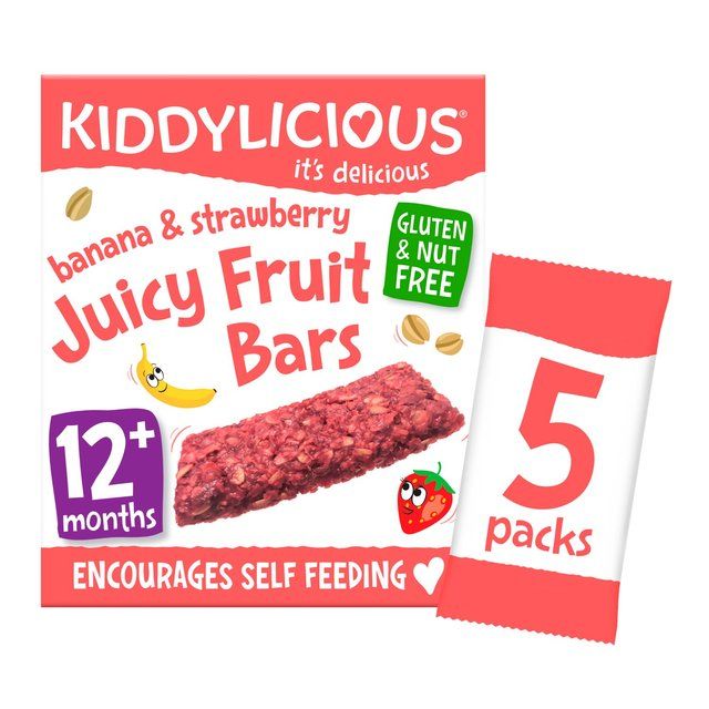 Kiddylicious Banana & Strawberry Juicy Fruit Bars, 12 mths+ Multipack