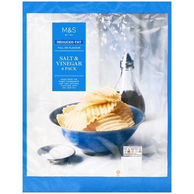 M&S Reduced Fat Salt & Vinegar Crisps Multipack   6 x 25g