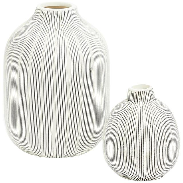 M&S Striped Linear Ceramic Flower Vase, Medium General Household M&S   