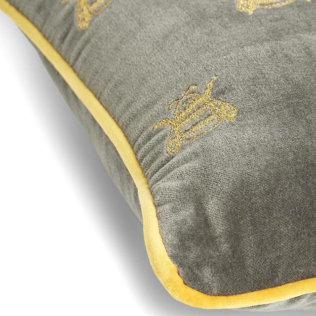 M&S Bumblebee Velvet Bolster Cushion, Grey 38X30cm Perfumes, Aftershaves & Gift Sets M&S   