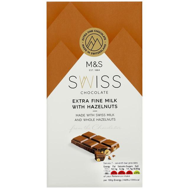 M&S Swiss Extra Fine Milk Chocolate with Hazelnuts Food Cupboard M&S Default Title  