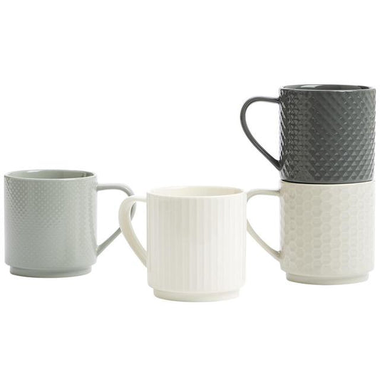 M&S Neutral China Stacking Mugs Set Tableware & Kitchen Accessories M&S   