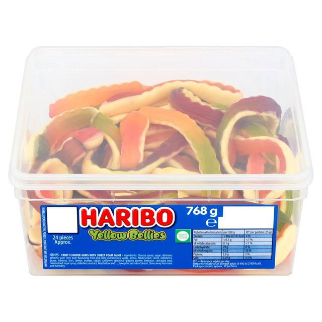 Haribo Yellow Bellies Giant Snakes Sweets Tub