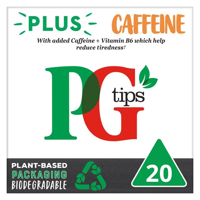 PG Tips Plus Caffeine Black Tea with added caffeine + vitamin B6 Tea Bags