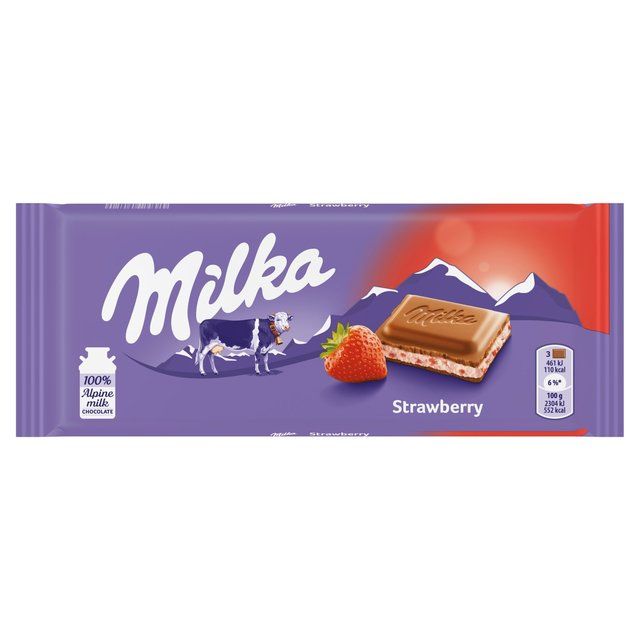 Milka Strawberry Yoghurt Chocolate Bar Food Cupboard M&S Default Title  