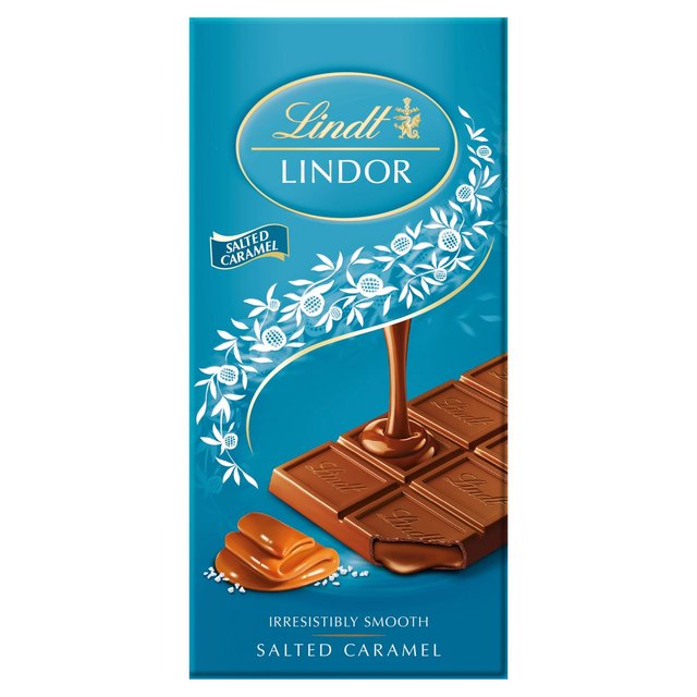 Lindt Lindor Milk Salted Caramel Chocolate Bar Food Cupboard M&S Default Title  