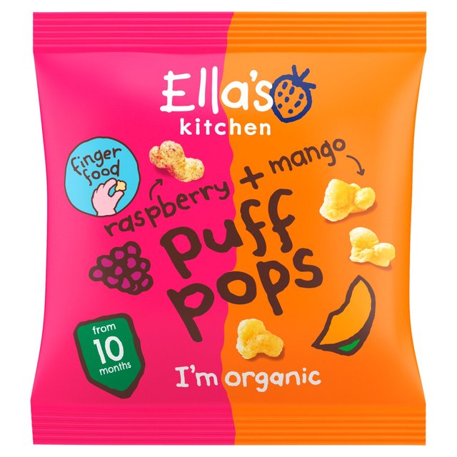 Ella's Kitchen Raspberry & Mango Organic Puff Pops, 10 mths+ Multipack