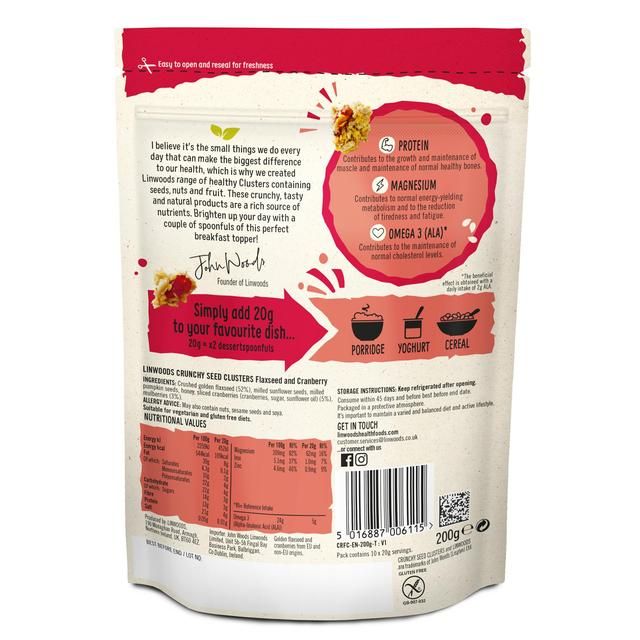 Linwoods Crunchy Seed Clusters Flaxseed & Cranberry Crisps, Nuts & Snacking Fruit M&S   