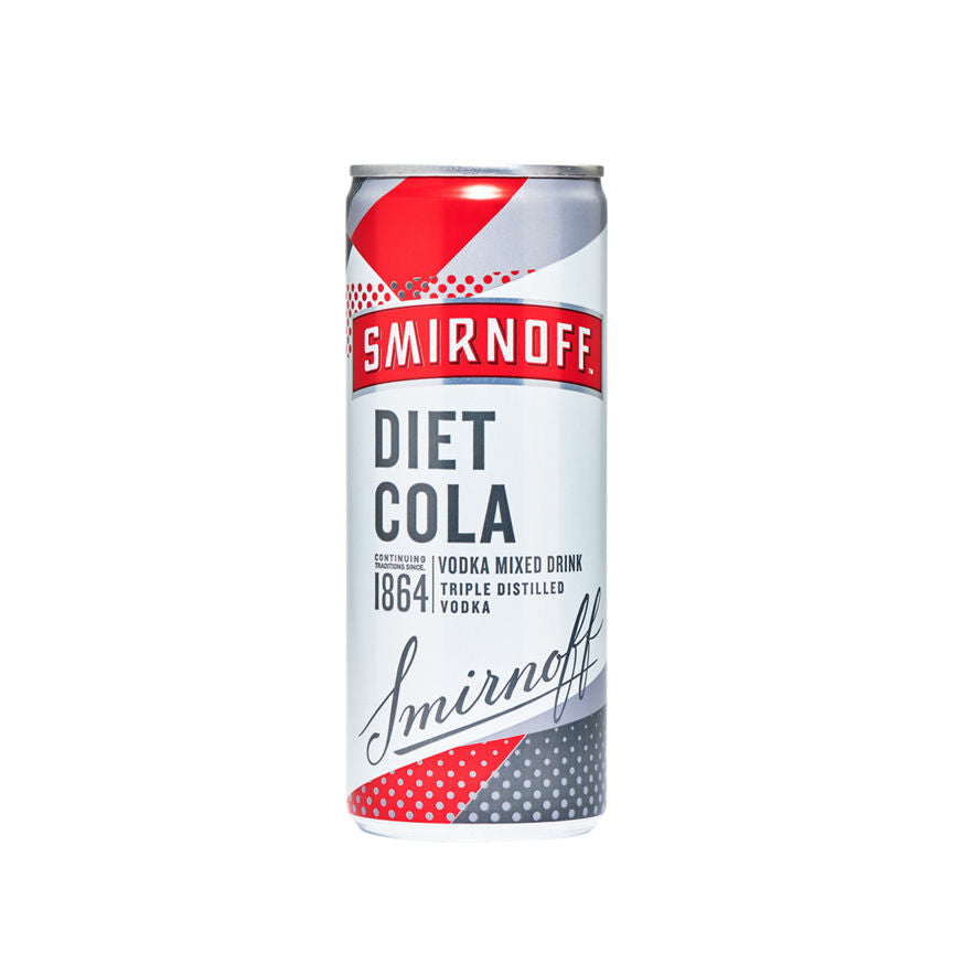 Smirnoff & Diet Cola Vodka Ready to Drink Premix Can 250 Adult Soft Drinks & Mixers ASDA   