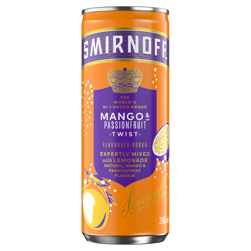 Smirnoff Mango & Passionfruit Twist and Lemonade Ready To Drink Premix Adult Soft Drinks & Mixers ASDA   