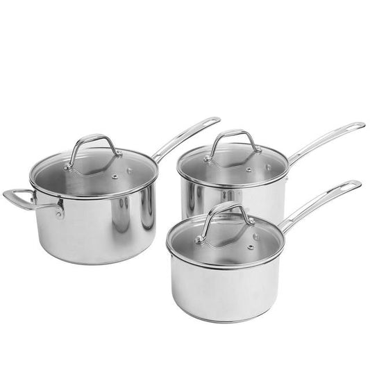 M&S 3 Piece Stainless Steel Pan Set Silver Home, Garden & Outdoor M&S Title  