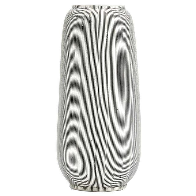 M&S Large Linear Striped Flower Vase 'One Size Grey GOODS M&S   