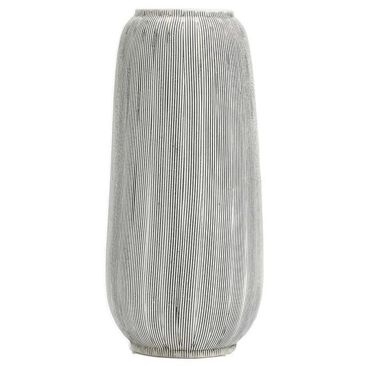 M&S Large Linear Striped Flower Vase 'One Size Grey - McGrocer
