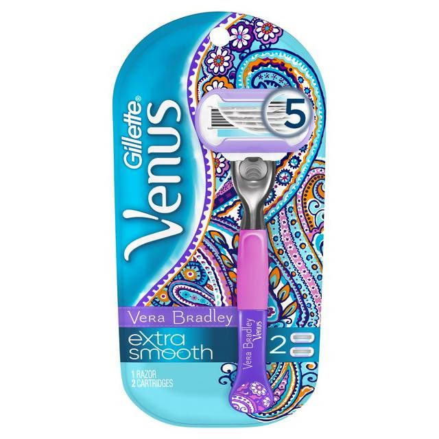 Gillette Venus Vera Bradley Extra Smooth Razor Handle & 2 Blade Refills