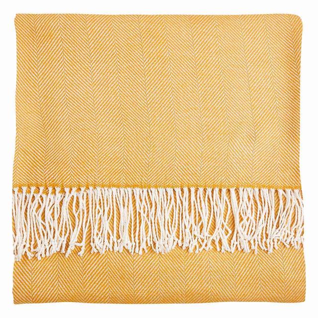 M&S Herringbone Throw, Ochre