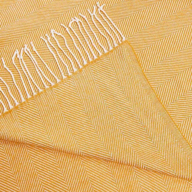 M&S Herringbone Throw, Ochre General Household M&S   