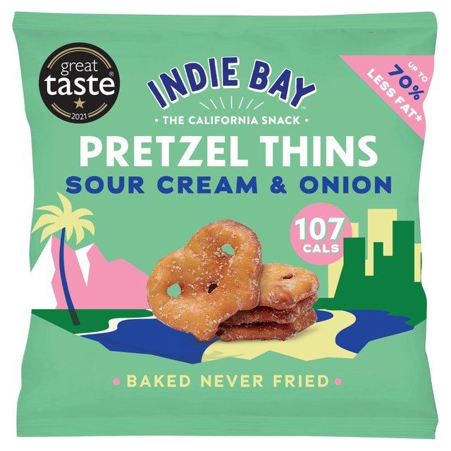 Indie Bay Snacks Pretzel Thins Sour Cream & Onion Food Cupboard M&S Default Title  