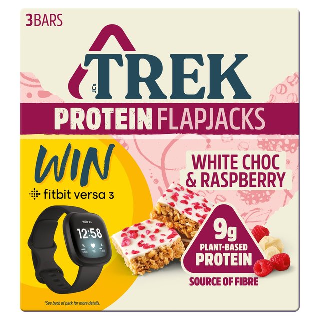 TREK White Chocolate & Raspberry Protein Flapjacks Food Cupboard M&S   