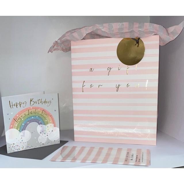 Pink Stripe Giftbag, Card Set & Tissue Bundle