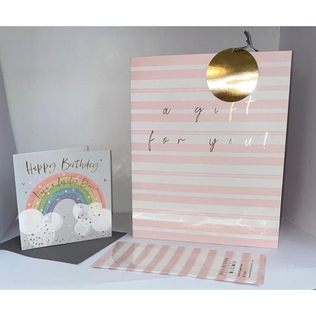 Pink Stripe Giftbag, Card Set & Tissue Bundle Perfumes, Aftershaves & Gift Sets M&S   