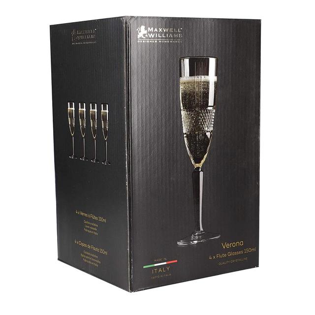 Maxwell & Williams Verona Crystalline Flute Glasses Set Tableware & Kitchen Accessories M&S   