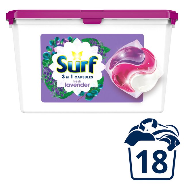 Surf 3-in-1 Lavender & Spring Jasmine Washing Capsules 18 Washes