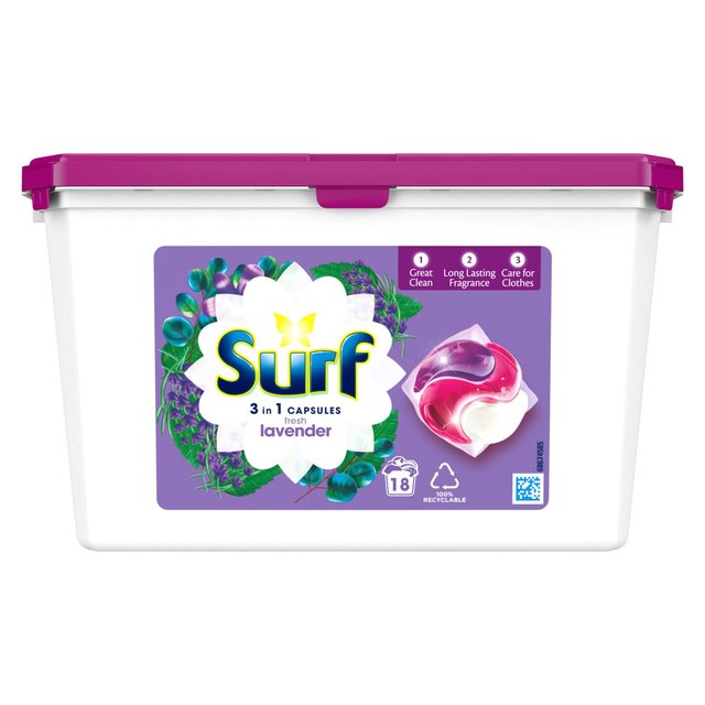 Surf 3-in-1 Lavender & Spring Jasmine Washing Capsules 18 Washes