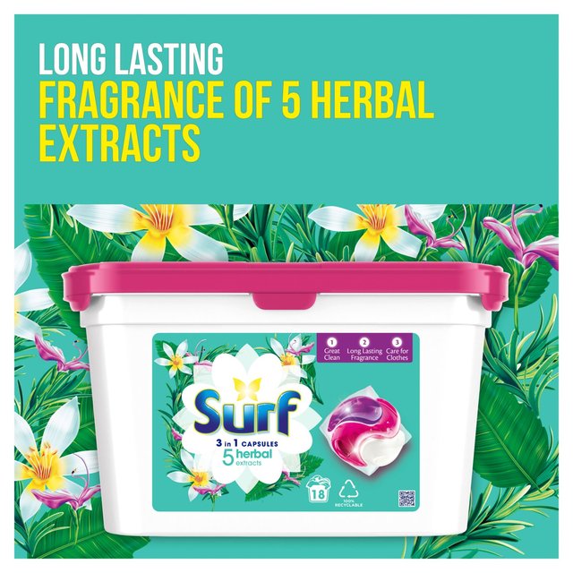Surf 3-in-1 5 Herbal Extracts Washing Capsules Laundry M&S   