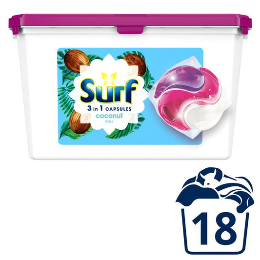 Surf 3-in-1 Coconut Bliss Washing Capsules 18 Washes - McGrocer