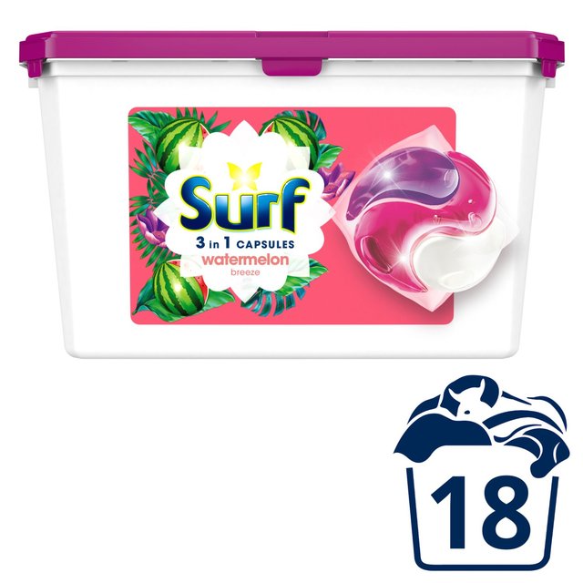 Surf 3-in-1 Watermelon Breeze Washing Capsules 18 Washes