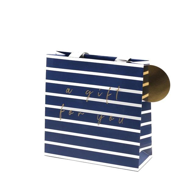 Happy Birthday Navy Stripe Medium Gift Bag