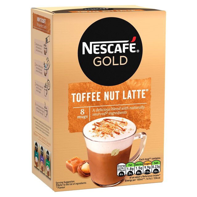 Nescafe Gold Toffee Nut Latte Sachets Food Cupboard M&S   