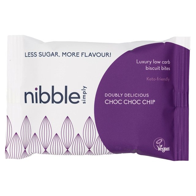 Nibble Simply Doubly Delicious Choc Choc Chip Low Carb Biscuit Bites Keto M&S   