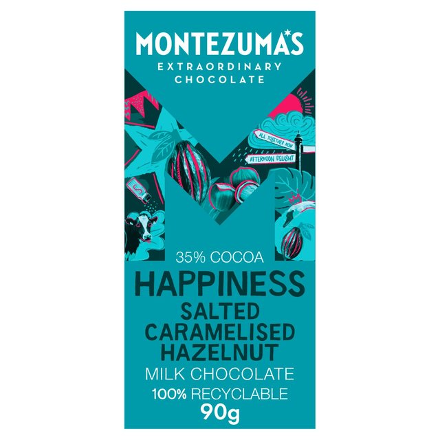 Montezuma's Happiness Milk Chocolate with Salted Caramelised Hazelnuts Vegetarian & Vegan M&S   