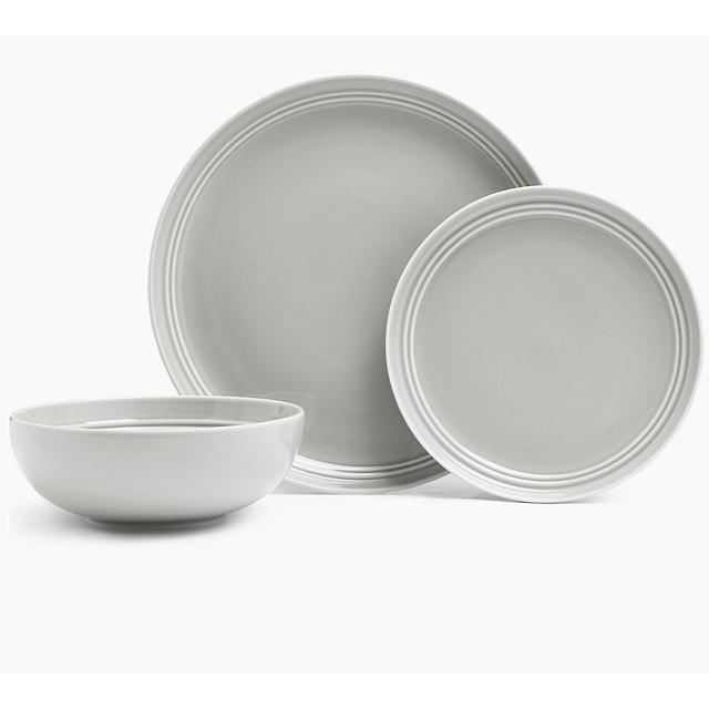 M&S 12 Piece Grey Marlowe Dinner Set, Light Grey Tableware & Kitchen Accessories M&S   