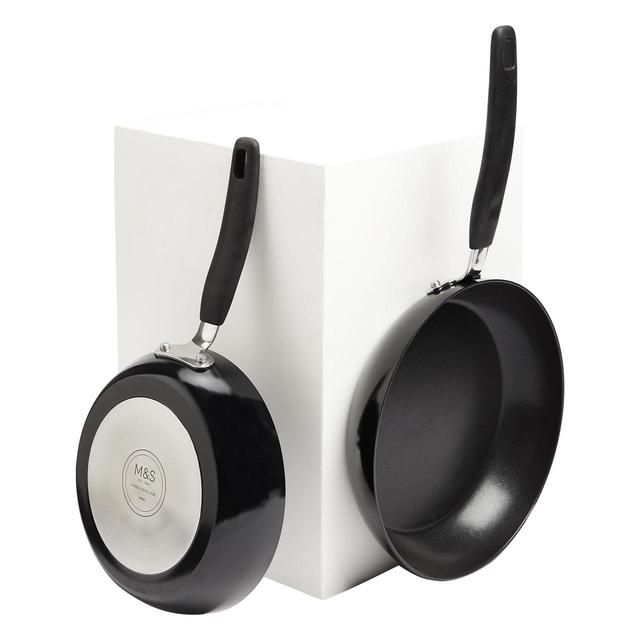 M&S 2 Piece Black Aluminium Frying Pan Set 'One Size Black Tableware & Kitchen Accessories M&S   