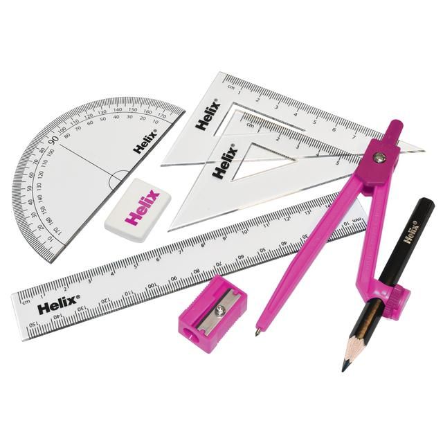 Helix Coloured Compact Maths Set - Pink