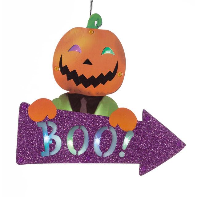 Halloween Pumpkin Boo LED Sign, 30cm