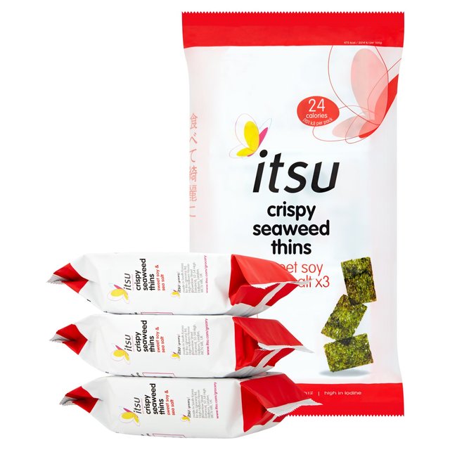 Itsu sweet soy & sea salt crispy seaweed thins multipack