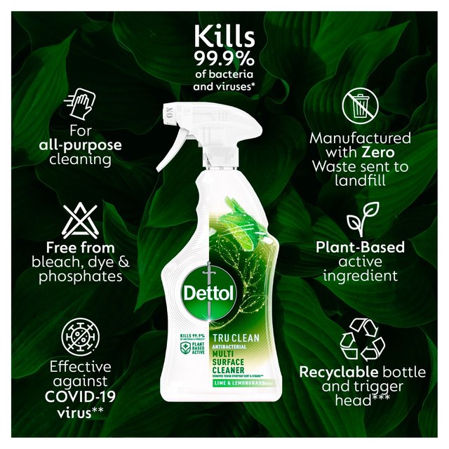 Dettol Tru Clean Antibacterial Surface Cleaner Spray Lime and Lemongrass Accessories & Cleaning M&S   