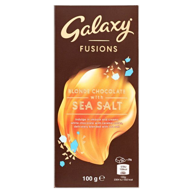 Galaxy Fusions Luxury Blonde White Chocolate, Caramel & Sea Salt Block Bar Food Cupboard M&S   