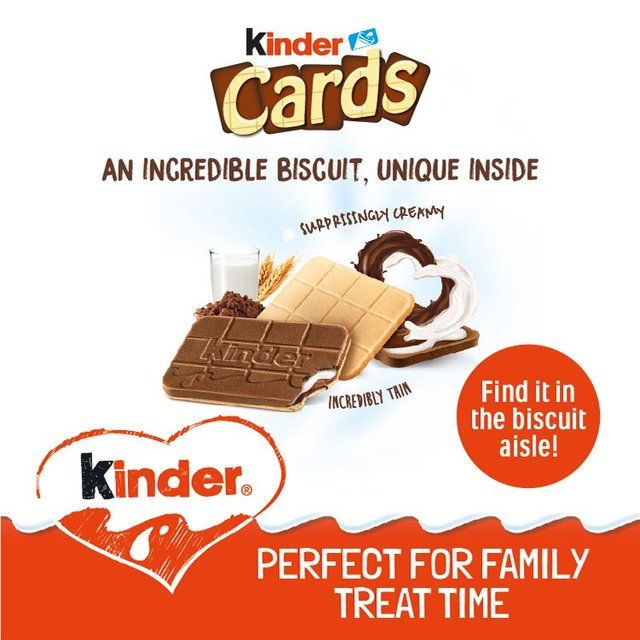 Kinder Cards Cocoa and Milk Biscuits Wafers Multipack   4 per pack