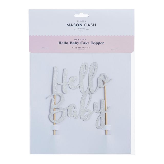 Mason Cash Hello Baby Silver Glitter Topper