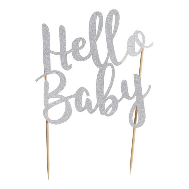 Mason Cash Hello Baby Silver Glitter Topper Sugar & Home Baking M&S   