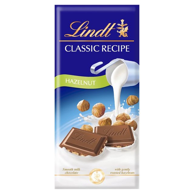 Lindt Classic Recipe Hazelnut Milk Chocolate Bar Sweets M&S Title  