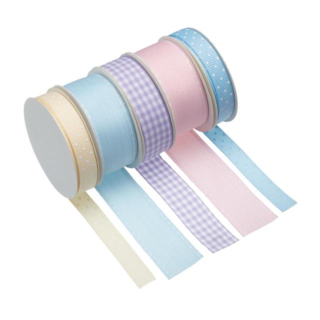 Sweetly Does It Cake Decorating Ribbon, Pastel Colours, Five 2 Metre Rolls