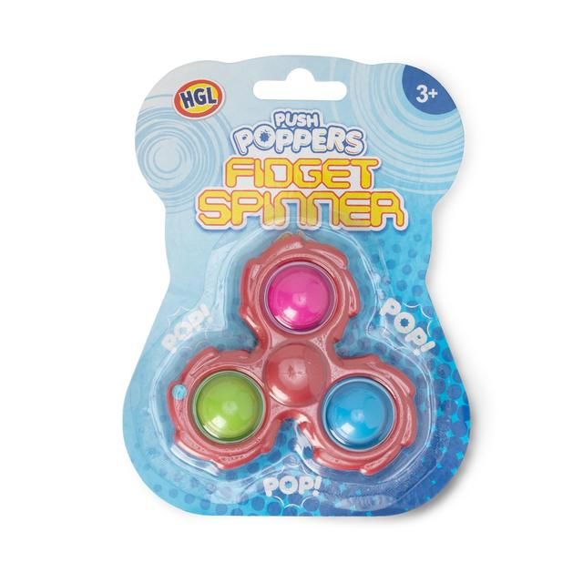 Push Popper Fidget Spinner, Assorted Colours